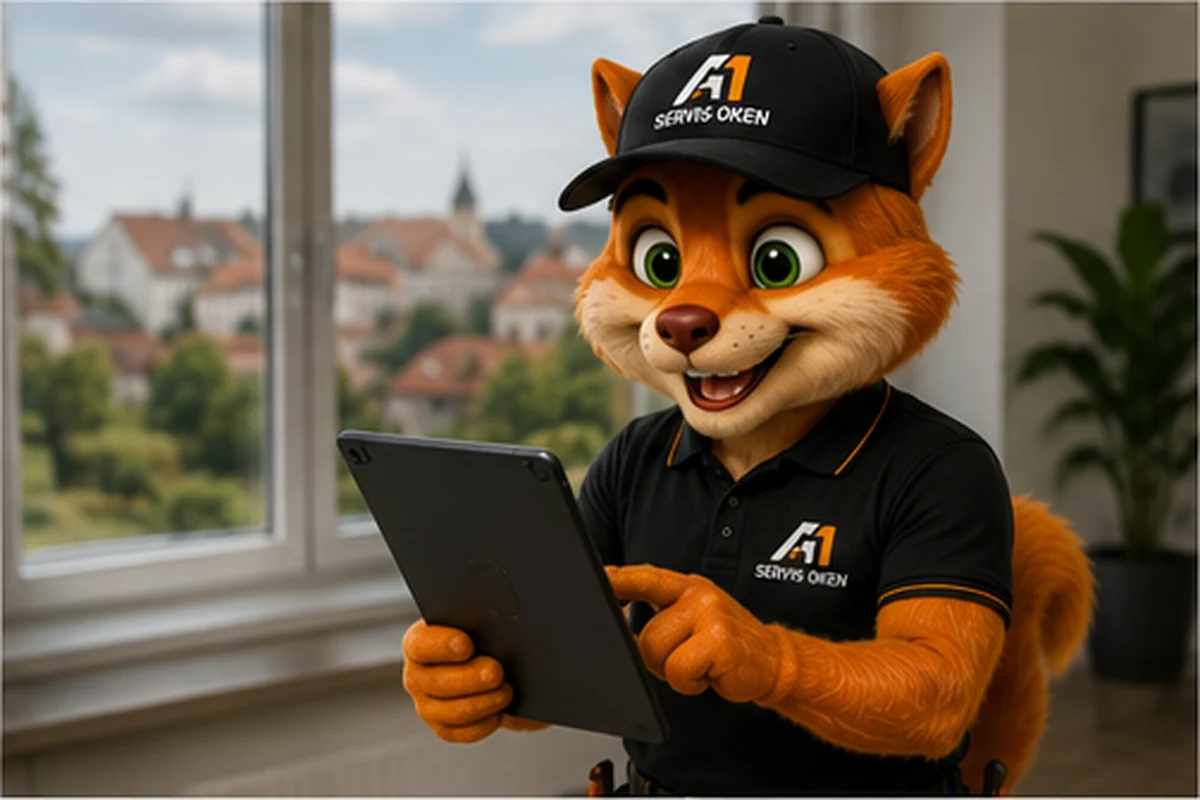 Maskot A1-ServisOken s přehledem cen